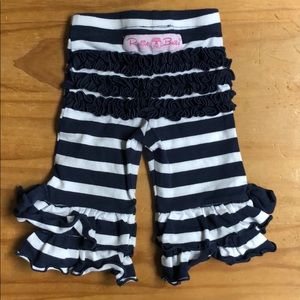 Ruffle Butt White and Navy Ruffle Pants